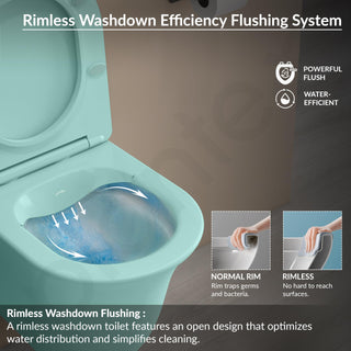 Plantex Imported Western Commode/Wall Hung Commode for Toilet/Rimless Washdown Western Toilet with Soft Close Toilet Seat Cover - P Trap (1163 - Matt Light Green)