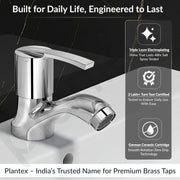 Plantex Pure Brass Pillar Cock Tap for Wash Basin with Water Saving Aerator/Tabletop Basin Tap with TeflonTape/7 Year Warranty by Planex (ÃƒÂ¢Ã¢â€šÂ¬Ã…Â½AQ-1403-Mirror Chrome)