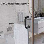 Plantex Shower Door Handle/Stainless Steel Towel Bar Combination/Towel Holder for Glass Shower Door and Bath Door Pull Handle - Pack of 1 (Black)