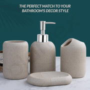 Plantex Resin Bathroom Accessories Set/Soap Holder for Bathroom/Toothbrush Holder/Tumbler Holder/Liquid Soap Dispenser - 4 Piece(Beige, XY-PS-005)