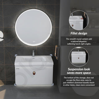 Plantex Unbrekable Plywood Vanity Set for Bathroom/Wall Mount Wash Basin with Cabinet Full Set/Bathroom Organizer with Mirror, Coupling & Cabinet Motion Sensor Light (NZBC - 38)