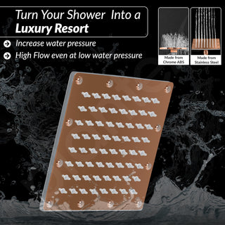 Plantex Stainless Steel Overhead Shower 6 x 6 inch with Water-Saving Technology/High pressure Rain Shower Head without Arm/Bathroom Shower -(Sandwich-PVD Rose Gold)