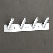 Plantex Wall Hooks for Hanging Cloth/Stainless Steel Towel Hangers/Bathroom Robe Hooks/Door Hangers/Square Wall Hook/Hook Rail for Hanging Keys - 4 Hooks (Pack of 1, Chrome)