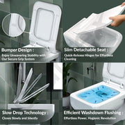 Plantex Platinum Ceramic Commode/Rim Washdown Western Commode/ Wall Hanging Western Toilet with Soft Close Seat Cover - P Trap (White)