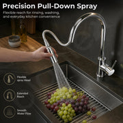 Plantex 304 Stainless Steel Pull-Down Kitchen Sink Tap/Sink Tap for Kitchen Basin with 360⁰ Swivel Spout/Kitchen Sink Faucet - (1062, Chrome)