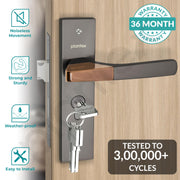 Plantex Heavy-Duty Door Lock Set - Main Door Handle Set/ 6-Lever Lock Mechanism with 3 Years of Warranty by Plantex/Mortise, Brass Lock Body & Cylinder (8114 - Satin Black & PVD Choco)