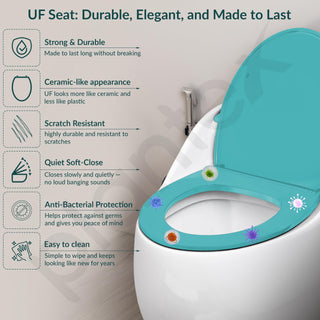 Plantex Ceramic Western Commode/Floor Mount Commode for Toilet/Rimless Siphonic One Piece Western Toilet- S Trap Outlet (White & Ocean Blue)