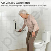 Plantex L-Shape Bathroom Handle for Senior Citizen/Grab Bar for Toilet/Wall-Mounted Safety Handle Made of 304 Grade Stainless Steel - Pack of 2 (Chrome & Black)