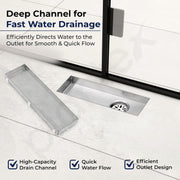 Plantex 304 Grade Stainless Steel Tile Insert Shower Drain Channel/12x4 Inches Waste Water Floor Drain/Invisible Shower Drain Channel with Cockroach Trap - (BH-4104, Chrome)