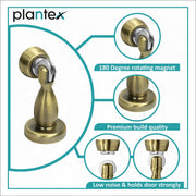 Plantex Magnetic Door Stopper for Home/360 Degree Magnet Door Cather/Bathroom,Office and Hotel Door Stopper - Pack of 4 (4 Inch,Brass Antique)