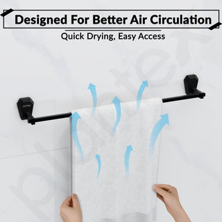 Plantex Towel Rod for Bathroom/304 Grade Stainless Steel Towel Bar/Towel Stand/24 Inch Towel Hanger/Bathroom Accessories - Pack of 1 (PMB-2402, Z-Black)