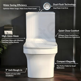 Plantex Commode for Toilet/One Piece Western Toilet with Rim Wash-Down Flush/Ceramic One Piece Commode with Soft Closing Toilet Seat - S Trap - (Lunar, White)