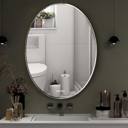 Plantex Frameless Oval Mirror for Wall/Bathroom/Dressing Room/Living Room/Bedroom/Entryway - Bathroom Accessories (18 X 24 Inch)