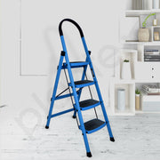Plantex Premium 4 Step Steel Ladder/Ladder for Home/Wide Anti-Skid Wide Step Ladder/Capacity Upto 150 Kg (Blue & Black)