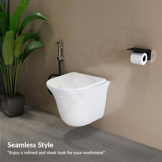 Plantex Ceramic Wall Hung Commode for Toilet/Rimless Washdown Western Commode/Commode with Soft Closing Toilet Seat - P Trap (Glossy White)
