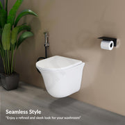 Plantex Ceramic Wall Hung Commode for Toilet/Rimless Washdown Western Commode/Commode with Soft Closing Toilet Seat - P Trap (Glossy White)