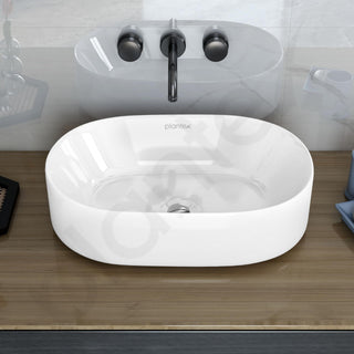 Plantex TableTop Wash Basin for Bathroom/Ceramic Basin with 10 Years Glaze Warranty by Plantex/Washbasin for Home/Hotel/Restaurant (Glossy White - 19 x 13 x 5.5 Inch)