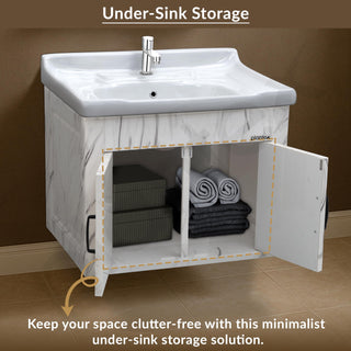 Plantex Unbrekable Bathroom Vanity Cabinet & Washbasin Set/Basin Cabinet for Bathroom with Mirror (White)