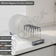 Plantex Stainless Steel Saucer/Thali Stand/Plate Rack-Stand/Dish Rack/Plate Fixer for Modular Kitchen/Tandem Box Accessories - Set of 3 (Chrome)