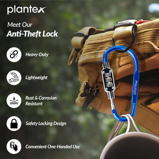 Plantex 3-Digit Code Combination Lock/Number Lock/Portable Luggage Lock/Travel Lock for Briefcase/Laptop Bags - Pack of 2 (Blue)