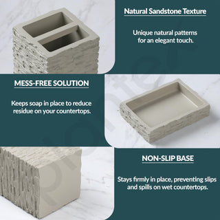 Plantex Polyresin Bathroom Accessories Set Soap Dispenser/Toothbrush Holder/Bathroom Tray/Tumbler Holder/Soap Dish - 5 Piece(923)