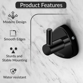 Plantex J4 Stainless Steel Clothes Hanger for Wall/Hangers for Bathroom/Robe Hook/Bathroom Accessories (PVD Black Finish) Angel