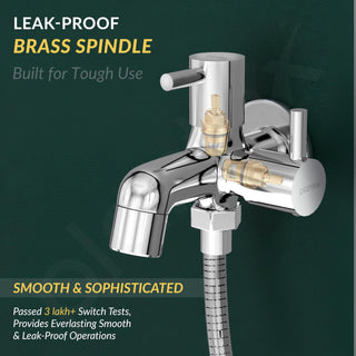 Plantex Two Way Bib Cock Tap with Water Saving Nozzle Attachment/Compatible for Washing Machine/2 in 1 Bib Tap with Wall Flange and Teflon Tape-(MKS-1275-Chrome)