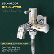 Plantex Two Way Bib Cock Tap with Water Saving Nozzle Attachment/Compatible for Washing Machine/2 in 1 Bib Tap with Wall Flange and Teflon Tape-(MKS-1275-Chrome)
