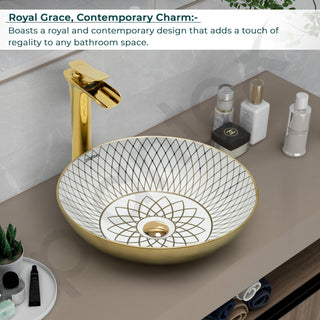 Plantex Table Top Wash Basin For Bathroom/Designer Ceramic Basin/Countertop Vessel Sink Basin - Indo-European Collection (NC-664, 16 x 16 x 5 Inch)