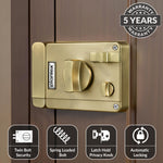 Plantex Heavy Duty Night Latch Door Lock with Key & Knob for Main Door/Inside Opening for Home,Hotel,Office - Pack of 1 (Brass Antique)