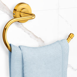 Plantex 304 Grade Stainless Steel Round Napkin Holder for washbasin/Towel Hanger/Towel Ring for Bathroom/Bathroom Accessories, Daizy(Golden)