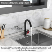Plantex Swan Neck for Bathroom with Brass Spindle/Pillar Cock Water Tap/Table Top Basin Tap with Teflon Tape - Pack of 1 (Black)