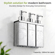 Plantex Triple Liquid Soap Dispenser for Bathroom/304 Grade Stainless Steel Shampoo Dispenser/Square Hand wash Dispense/Bathroom Accessories - Pack of 1 (Regent, Chrome)