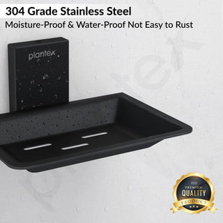 Plantex 304 Grade Stainless Steel Soap Dish/Soap Holder/Soap Stand/Soap Case/Bathroom Accessories - Crystal(Black)