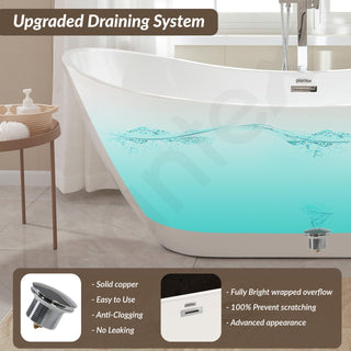 Plantex Freestanding Bath tub For Bathroom/Bathtub for Adults/Deep Soaker Bathtub with Overflow, Popup and Drain Pipe (BSM-206-White-1500mm)