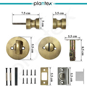 Plantex Bathroom Door Lock/Stainless Steel Pull Push Door Handle Lock Set/Keyless Lock Handle for Bathroom (Brass Antique, DTM-666)
