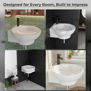 Plantex Ceramic White Corner Wash Basin/Wall Mount Basin for Bathroom/Corner Bathroom Basin/Glossy Small Sink with 10 Years Glaze Warranty by Plantex(Lily -14 x 14 x 5 Inch)