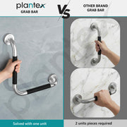 Plantex L-Shape Bathroom Handle for Senior Citizen/Grab Bar for Toilet/Wall-Mounted Safety Handle Made of 304 Grade Stainless Steel - Pack of 2 (Chrome & Black)
