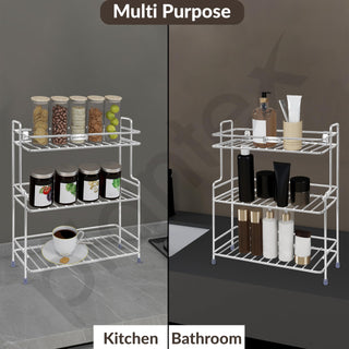 Plantex Self Adhesive Stainless Steel Bathroom Shelf/Multipurpose Organizer/Kitchen Rack and Shelf/Bathroom Stand (Chrome-Silver)