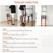 Plantex 18.04 feet (5.5m) Telescopic Ladder/Durable Steps/Collapsible Ladder for Home or Outdoor Work/Aluminium Telescopic Ladder - (Orange)