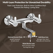 Plantex Non-Telephonic Wall Mixer Tap for Bathroom with Brass Wall Flange and Teflon Tape/Mixer Tap for Bathroom with Water Saving Aerator-(FLO-816, Chrome)