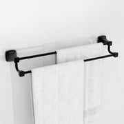 Plantex Space Aluminium Double Towel Rod/Towel Hanger for Bathroom/Towel Stand/Bathroom Accessories (24 inch - Black Powder Coated)