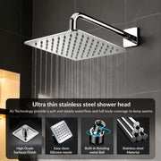 Plantex Stainless Steel 6 Inch Rain Flow Overhead Shower with Water Saving Nozzle/Bathroom Shower/Adjustable Shower Head for Bathroom without Arm - (APS-617-Chrome)