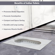 Plantex Orrisa Pan Indian Toilet for Bathroom/Household Squating Pan/Sintered Base Ceramic Sanitaryware Commode - (WC-01, White)