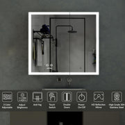 Plantex Luxury LED Mirror Cabinet for Bathroom/304 Grade Stainless Steel Bathroom Cabinet/Mirror for Bathroom with Double Door Cabinet (24x24 Inch-LED & Defogger/Chrome)