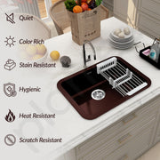 Plantex Quartz Matt Kitchen Sink/UV Protected Kitchen Sink/Undermount Sink for Kitchen/Metalic Single Bowl Sink with Coupling and Hose Pipe - Pack of 1 (24 x 18 inch, Choco Brown)