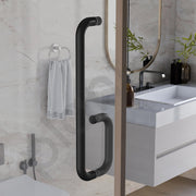 Plantex Shower Door Handle/Stainless Steel Towel Bar Combination/Towel Holder for Glass Shower Door and Bath Door Pull Handle - Pack of 1 (Black)