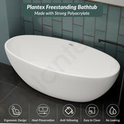 Plantex Freestanding Bathtub For Bathroom/Bath tub for Adults/Deep Soaker Bathtub with Overflow,Popup and Drain Pipe (BSM-223-White -1700mm)