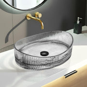 Plantex Transparent Glass Basin for Bathroom/Tabletop Round Wash Basin/Luxury Countertop Basin for Home/Office/Hotel (Somky - 15x15x5 inch)