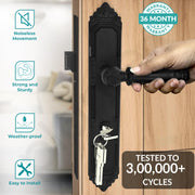 Plantex Heavy-Duty Door Lock Set - Main Door Lock Handle Set/ 6-Lever Lock Mechanism with 3 Years of Warranty/Mortise Lock with 3 Keys, Brass Lock Body & Cylinder(596 - Black)